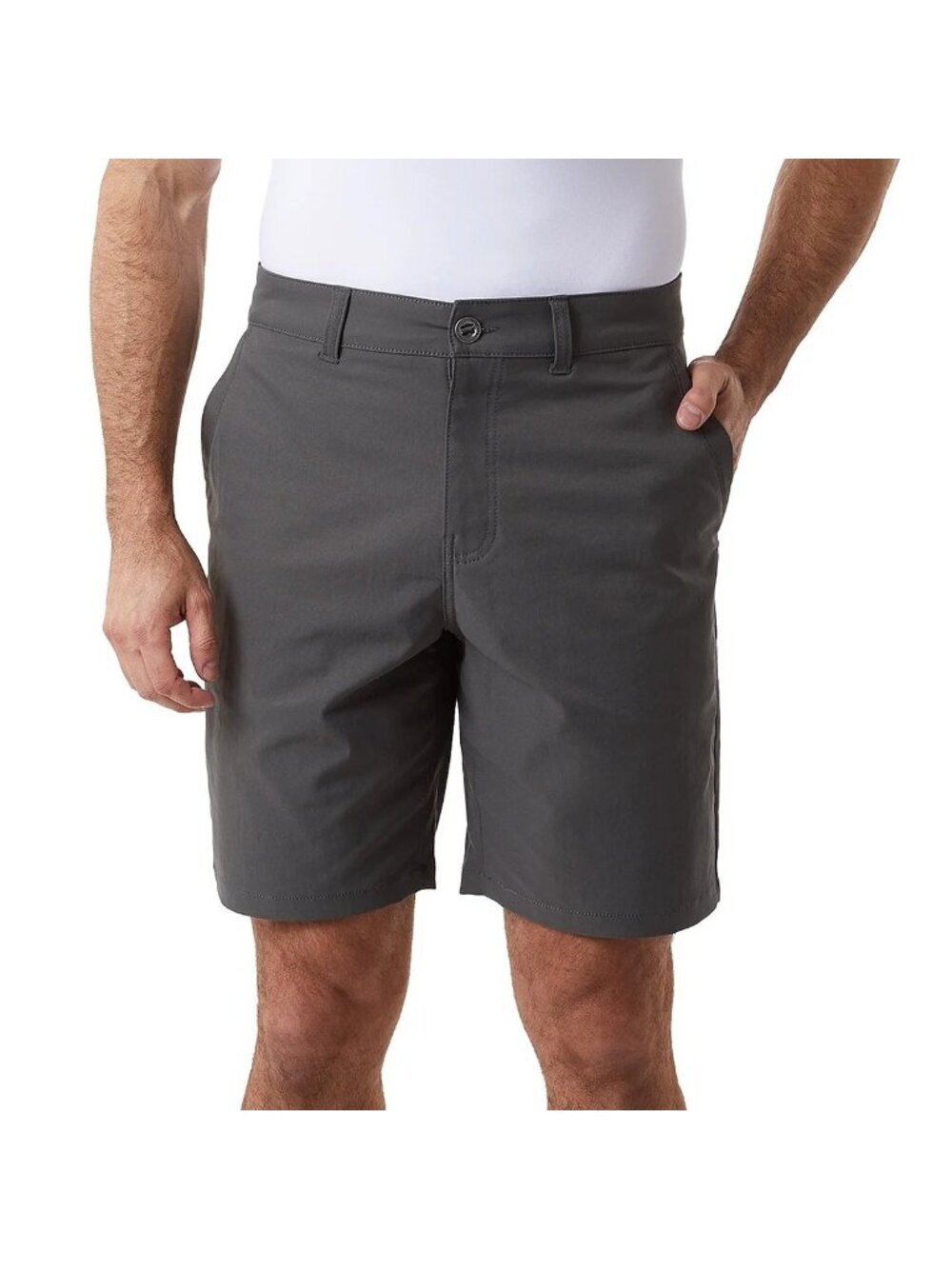 NWT 32 Degrees Cool Men's 34 Grey Stretch Shorts Waist Reinforced Metal Button